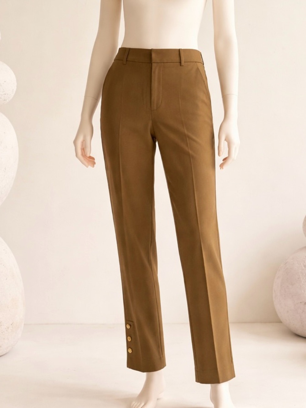 Tory Burch Slim Straight-Leg Trousers in Brown